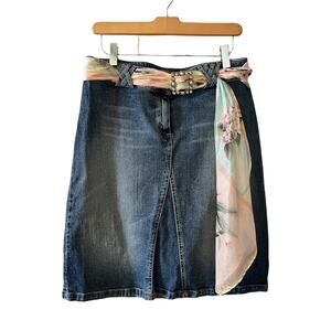 Vintage Y2K ABS Patchwork Denim Skirt